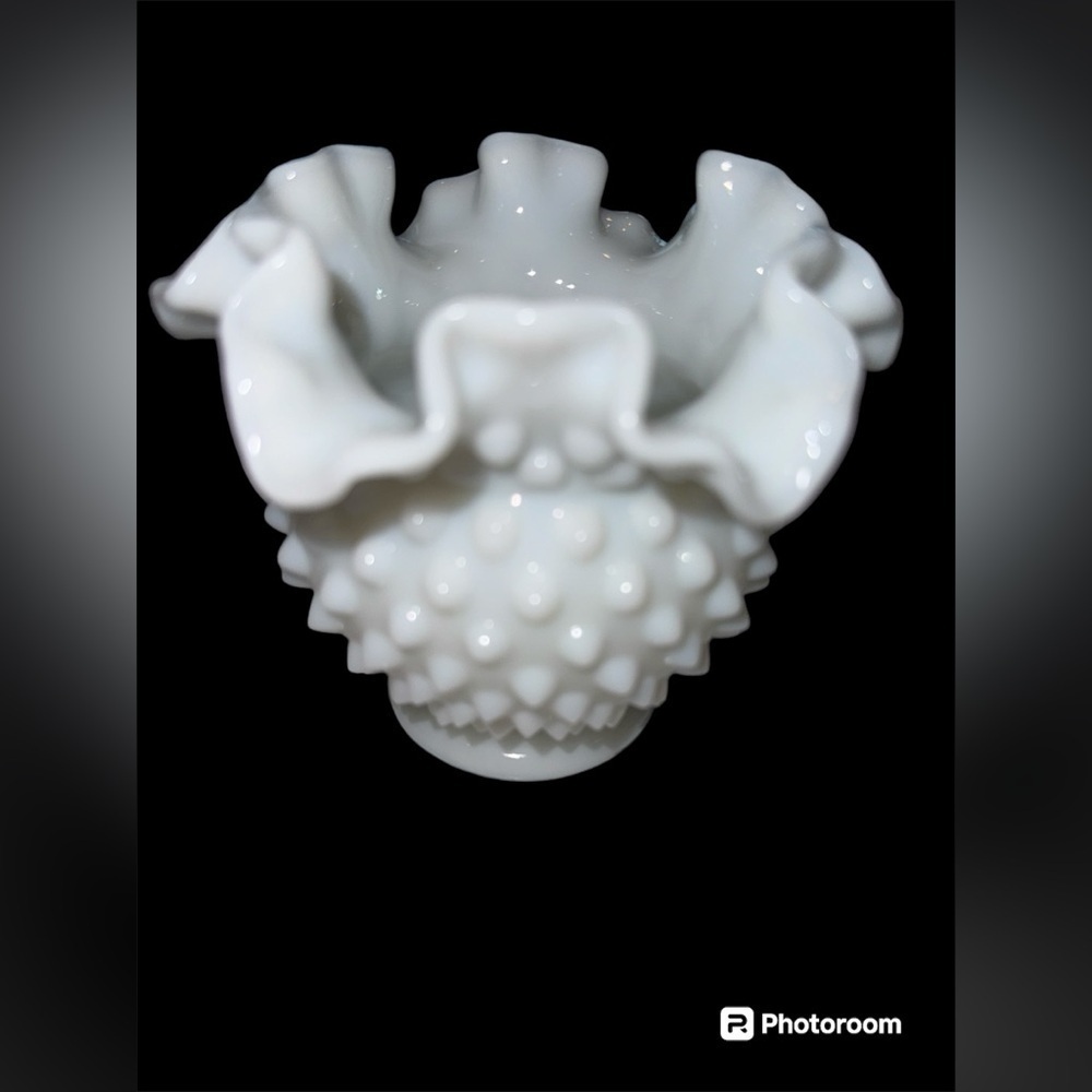 Vintage Small Fenton Milk Glass Hobnail Vase
